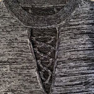 Black and Gray Cotton Long-Sleeve Bodycon Dress